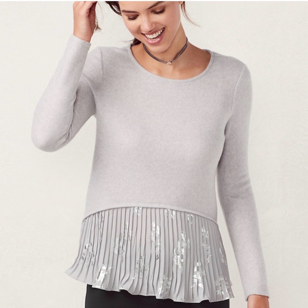 {LC Lauren Conrad} Pleated Mock-Layer top